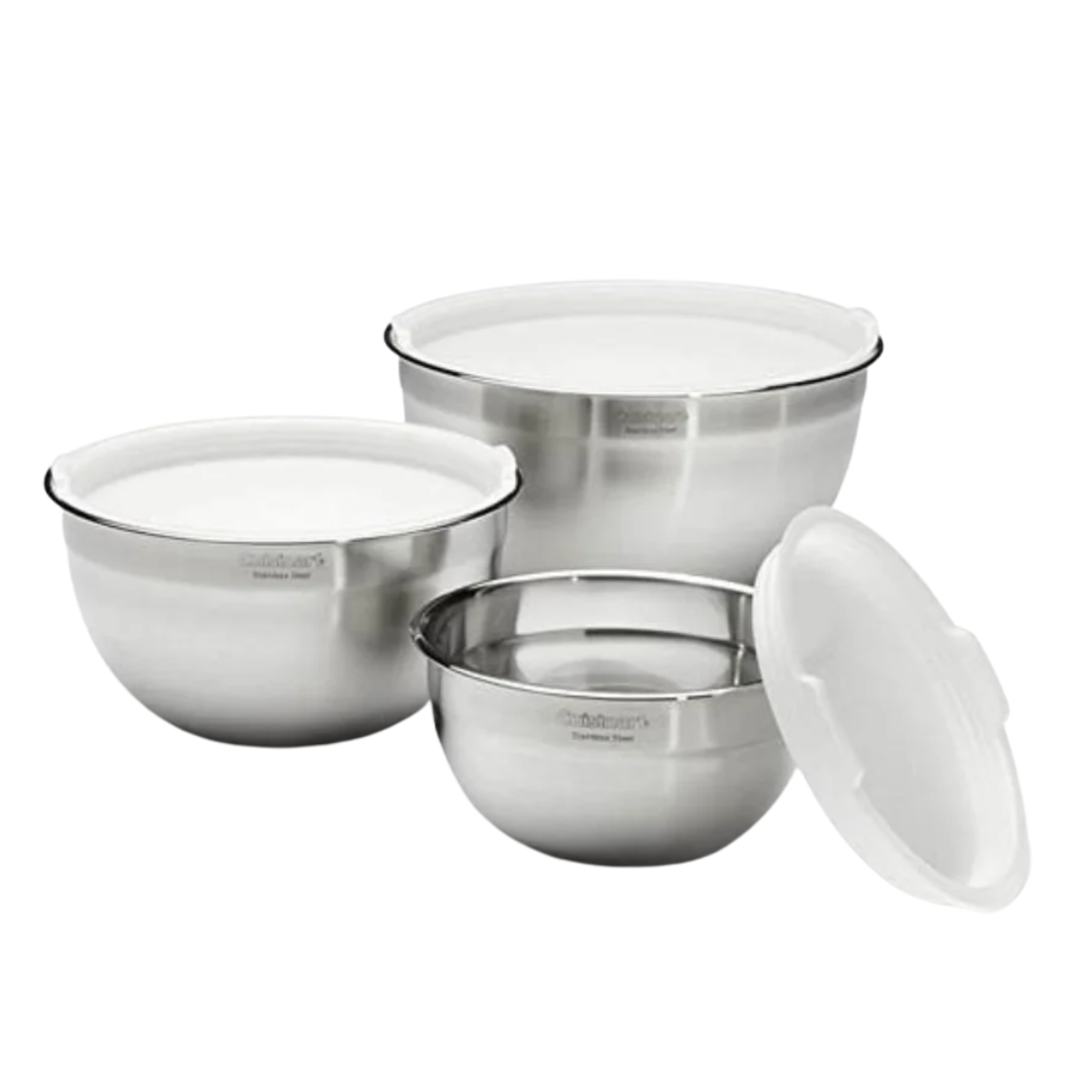 Cuisinart Bowls de Acero Inoxidable para Mezclar de 3 pcs con Tapa CTG-00-SMB