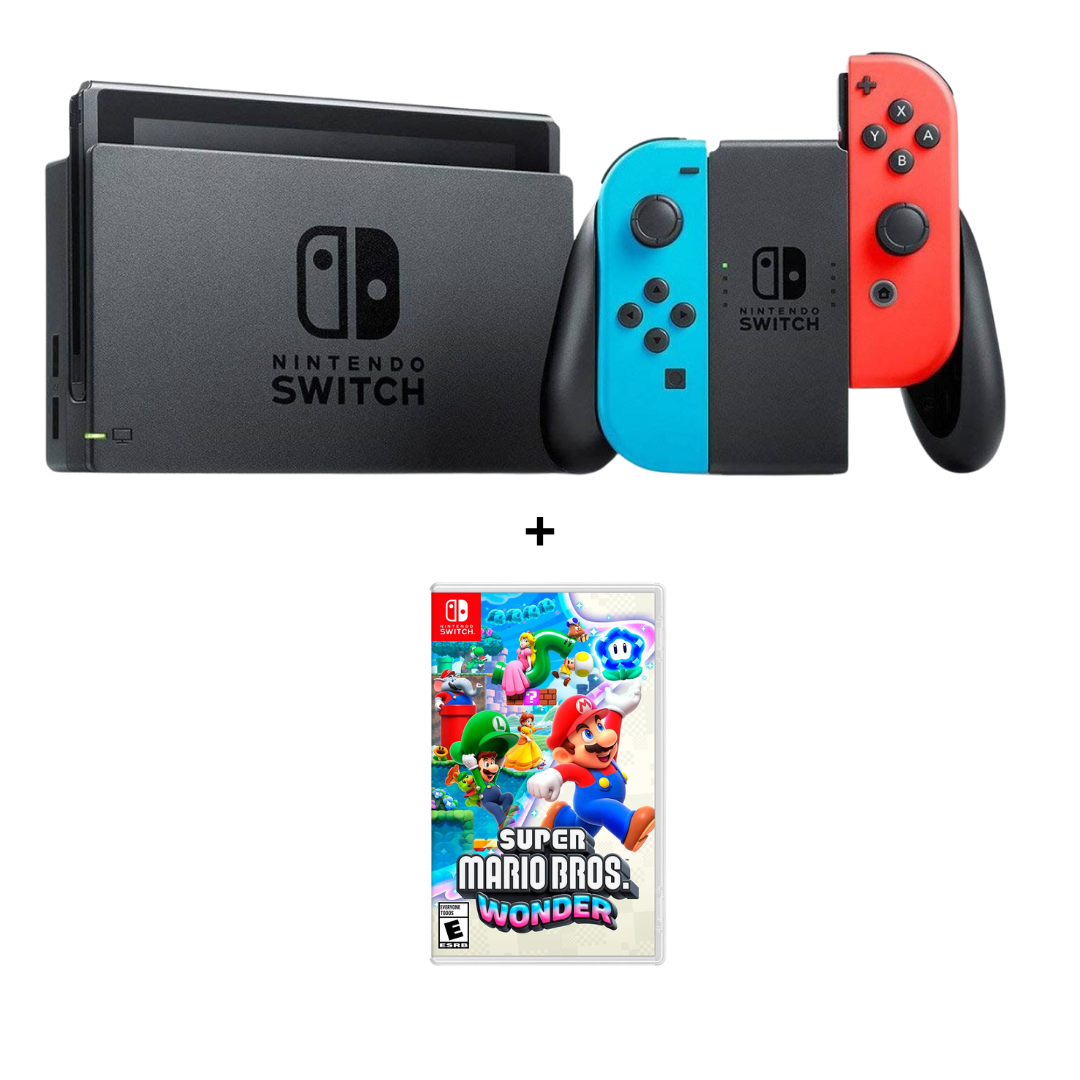 Nintendo Switch Neon + Super Mario Bros Wonder
